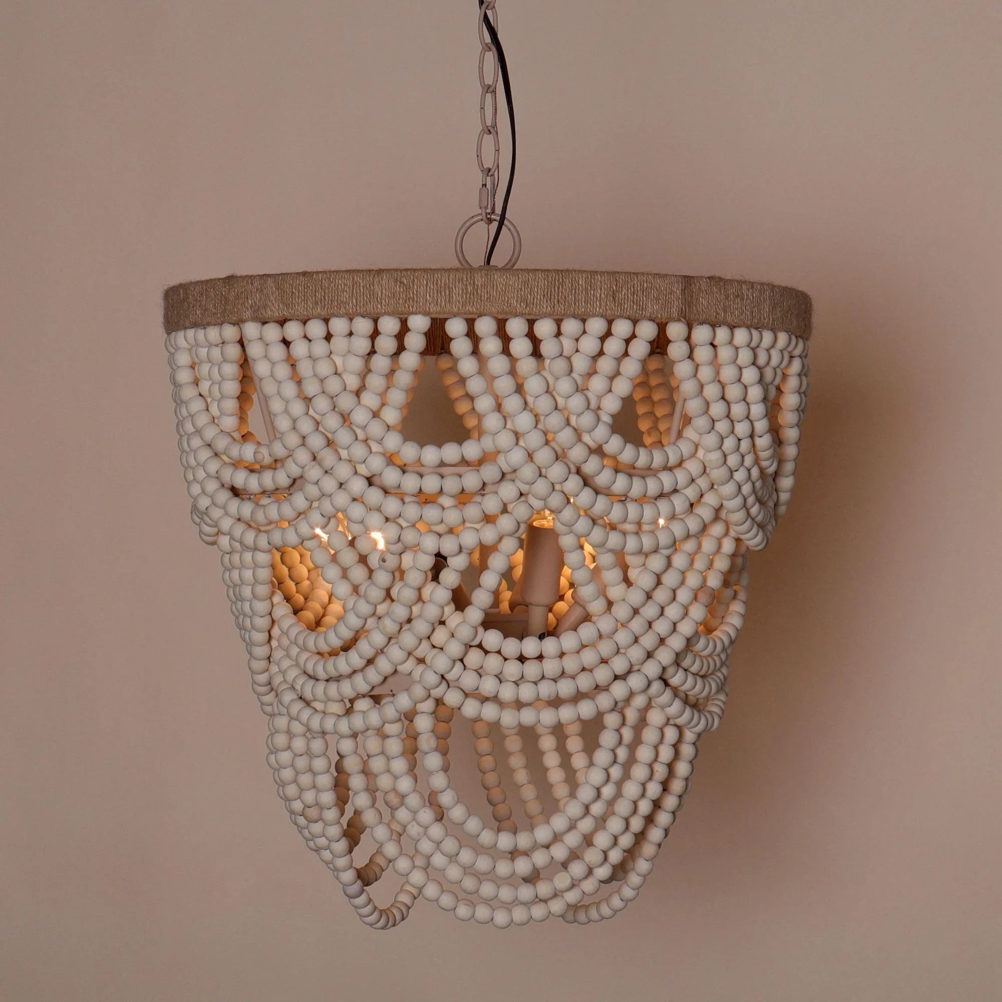 Hatfield Bohemia Style 4 Light Wood Beaded Chandelier - IPLUS Lighting