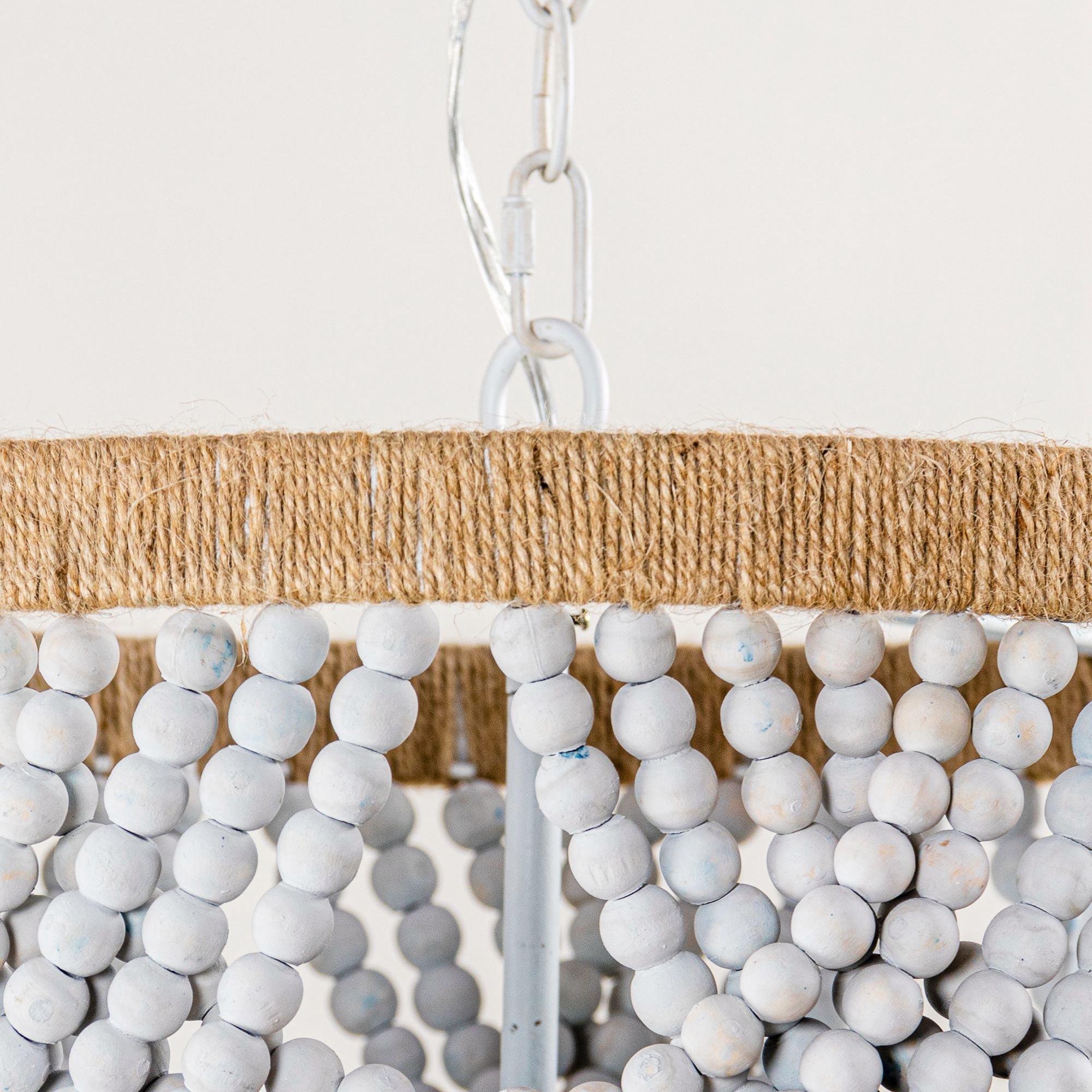 Hatfield 4-Light Bohemia Style Ombre Wood Beaded Tiered Chandelier - ParrotUncle