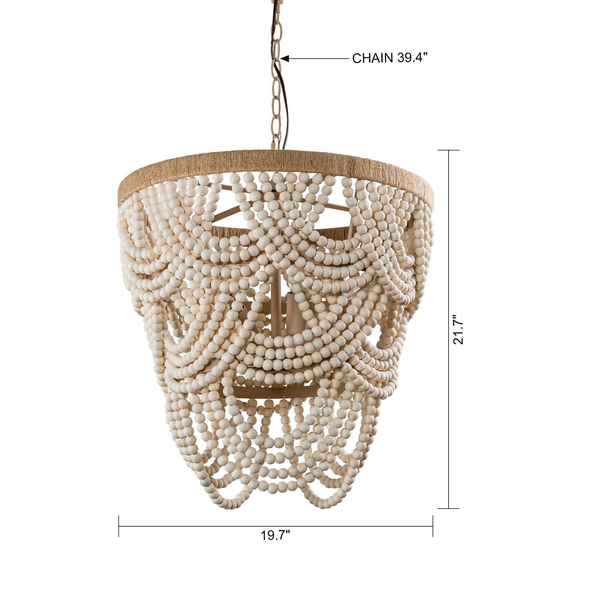 Hatfield 4-Light Bohemia Style Ombre Wood Beaded Tiered Chandelier - ParrotUncle