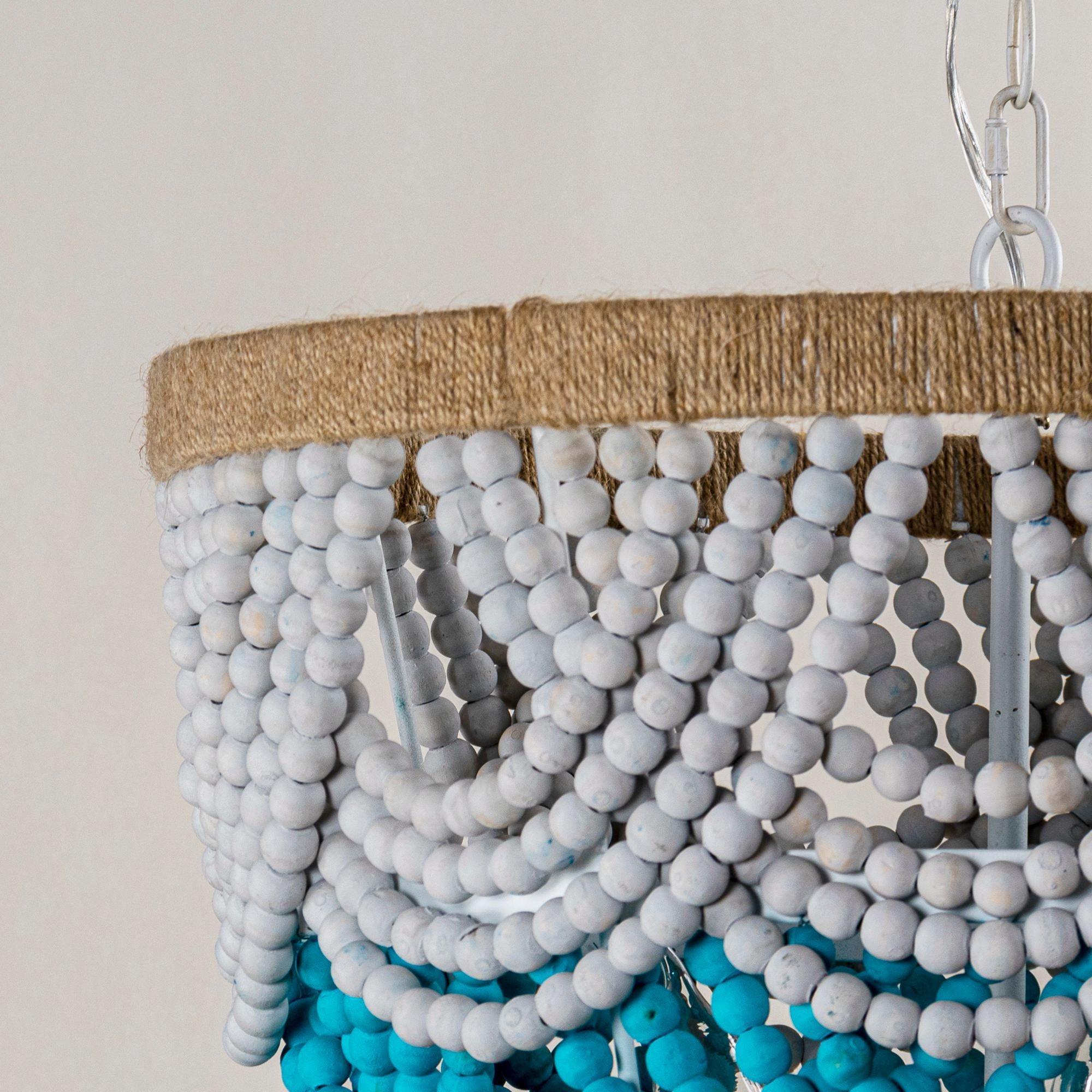 Hatfield 4-Light Bohemia Style Ombre Wood Beaded Tiered Chandelier - ParrotUncle