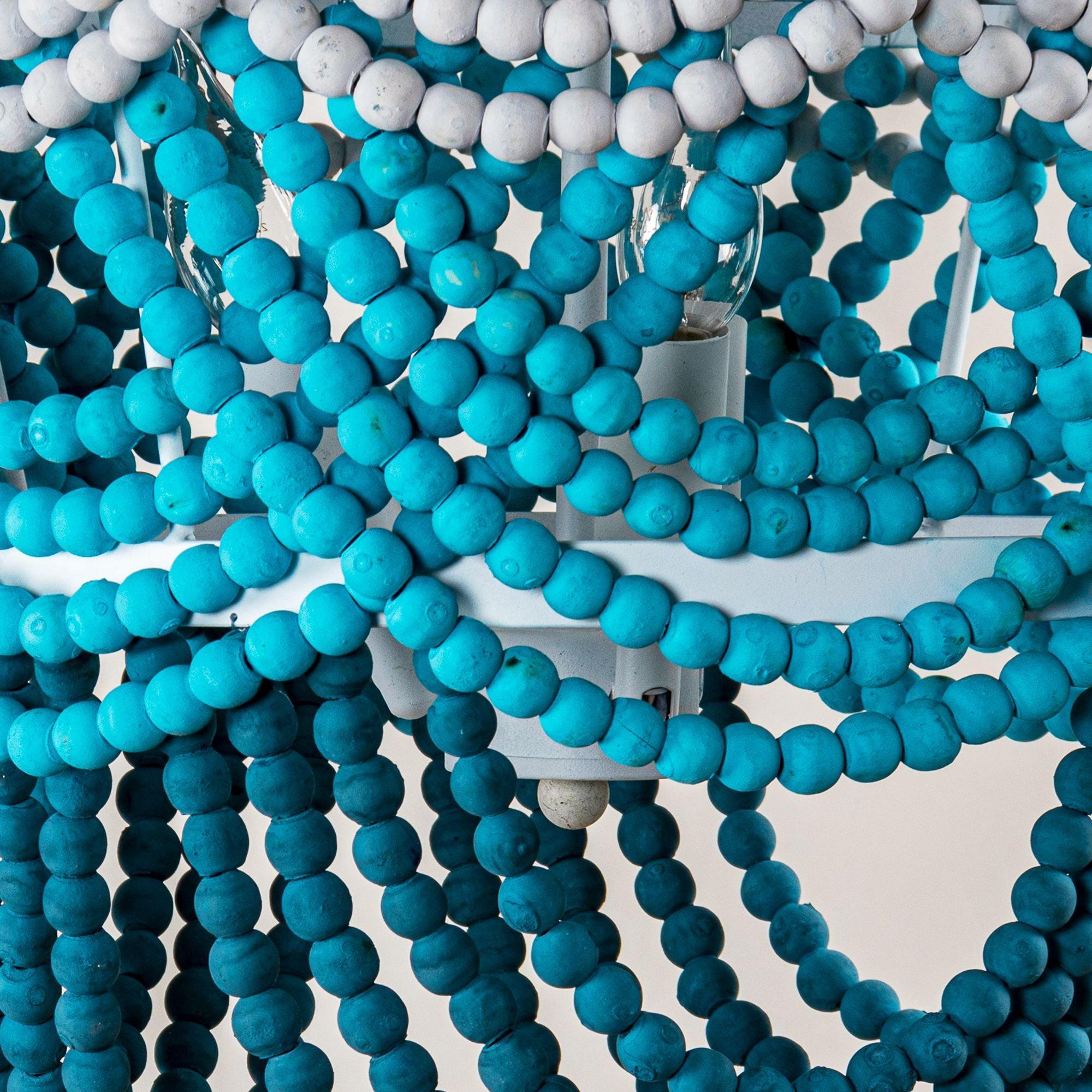 Hatfield 4-Light Bohemia Style Ombre Wood Beaded Tiered Chandelier - ParrotUncle