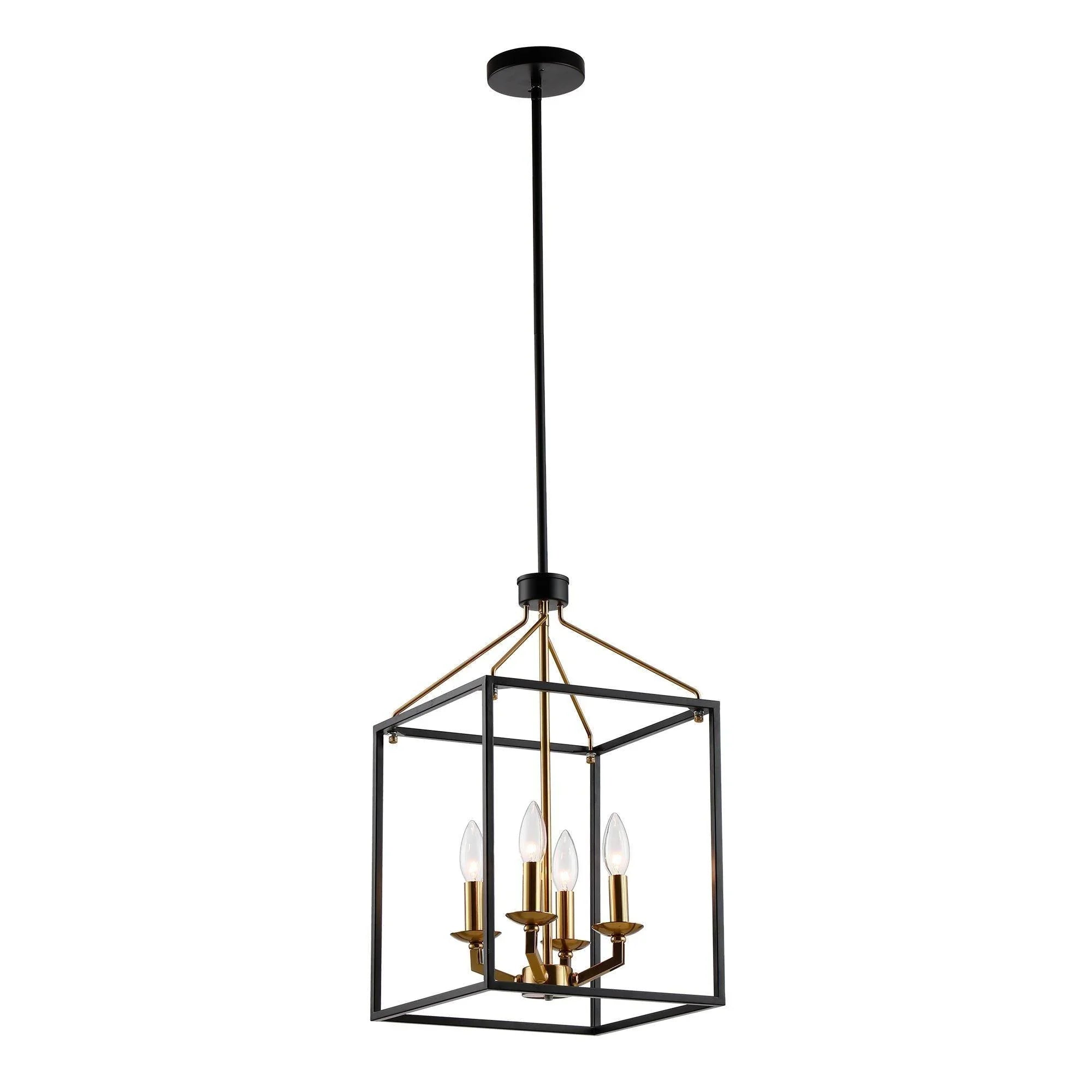 Haymarket Matt Black 4 Light Golden Caged Chandelier - IPLUS Lighting