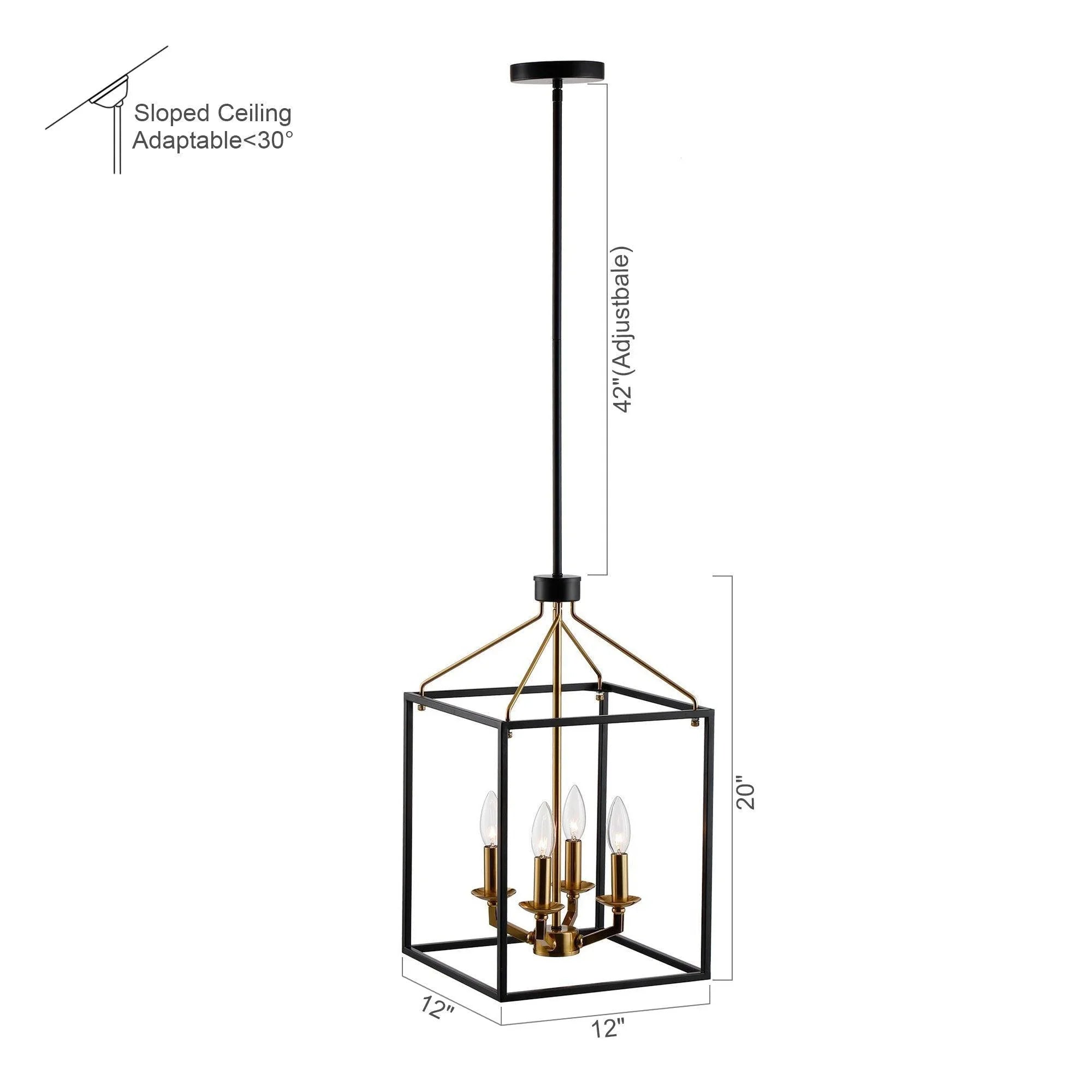 Haymarket Matt Black 4 Light Golden Caged Chandelier - IPLUS Lighting