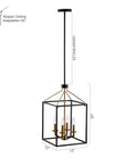 Haymarket Matt Black 4 Light Golden Caged Chandelier - IPLUS Lighting