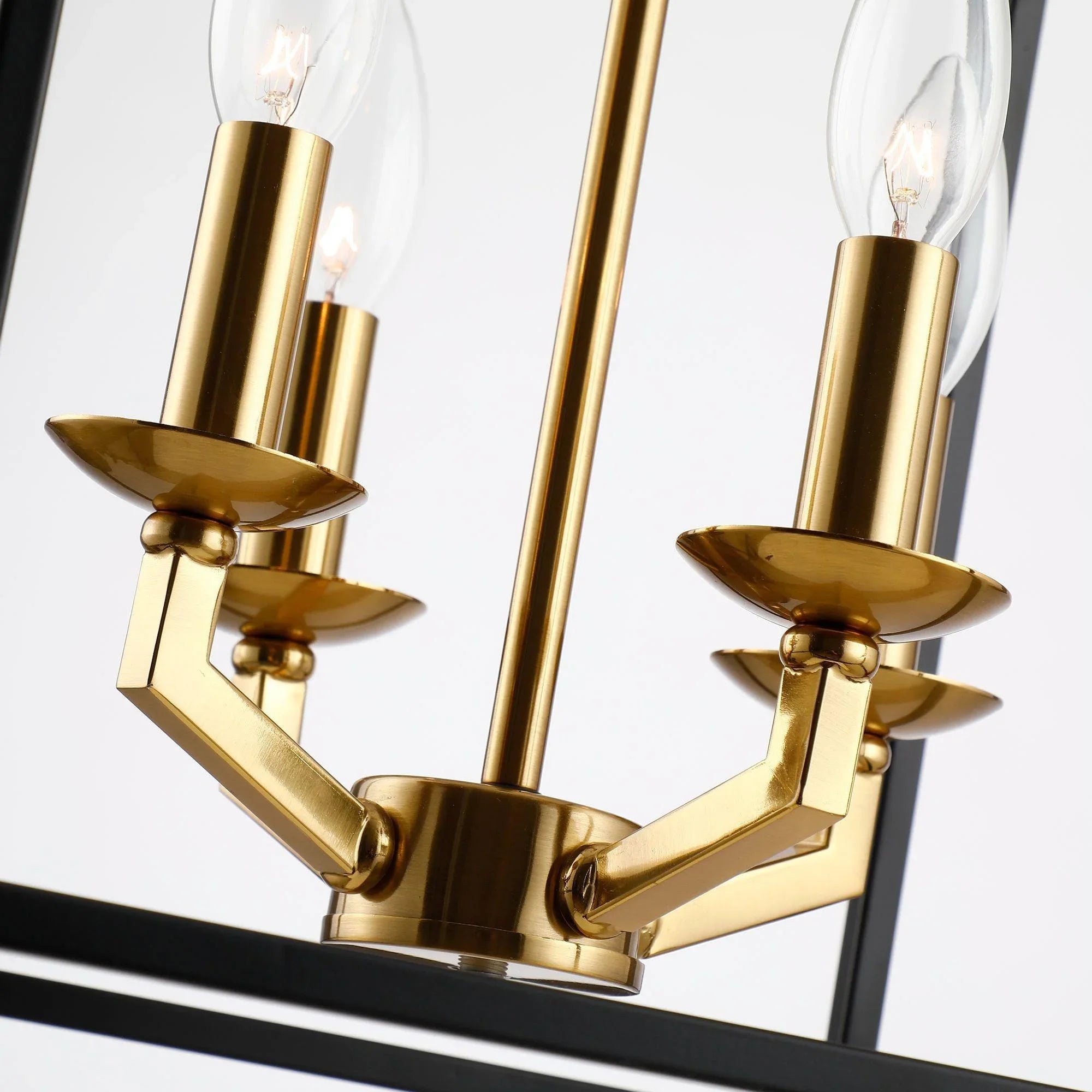 Haymarket Matt Black 4 Light Golden Caged Chandelier - IPLUS Lighting