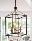 Haymarket Matt Black 4 Light Golden Caged Chandelier - IPLUS Lighting