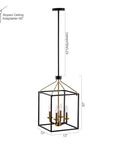 Haymarket 4-Light Matt Black and Golden Caged Chandelier - ParrotUncle