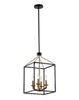 Haymarket 4-Light Matt Black and Golden Caged Chandelier - ParrotUncle