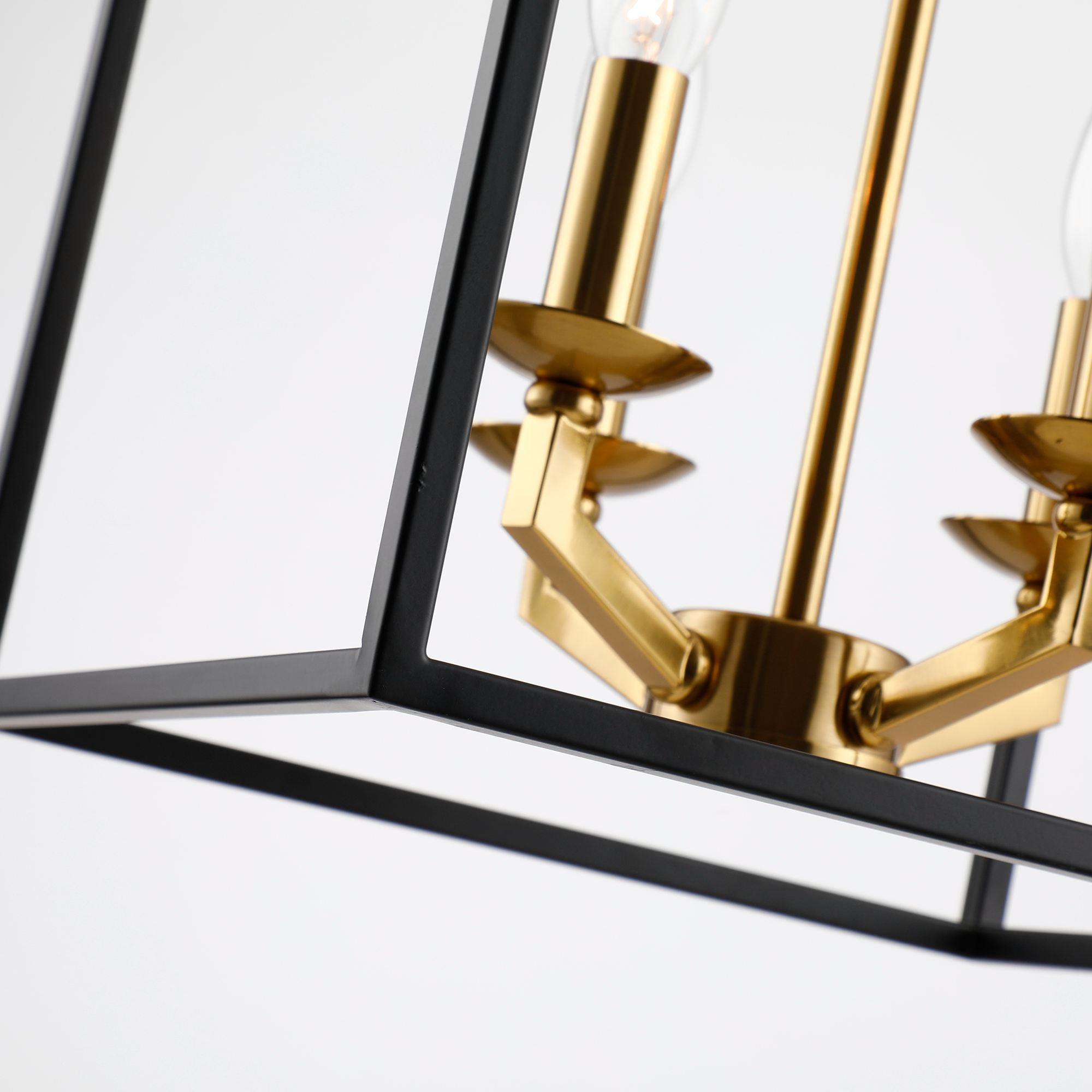 Haymarket 4-Light Matt Black and Golden Caged Chandelier - ParrotUncle
