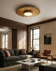 Golden Sunburst Flush Mount LED Light