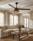 60" Farmhouse Rattan Ceiling Fan