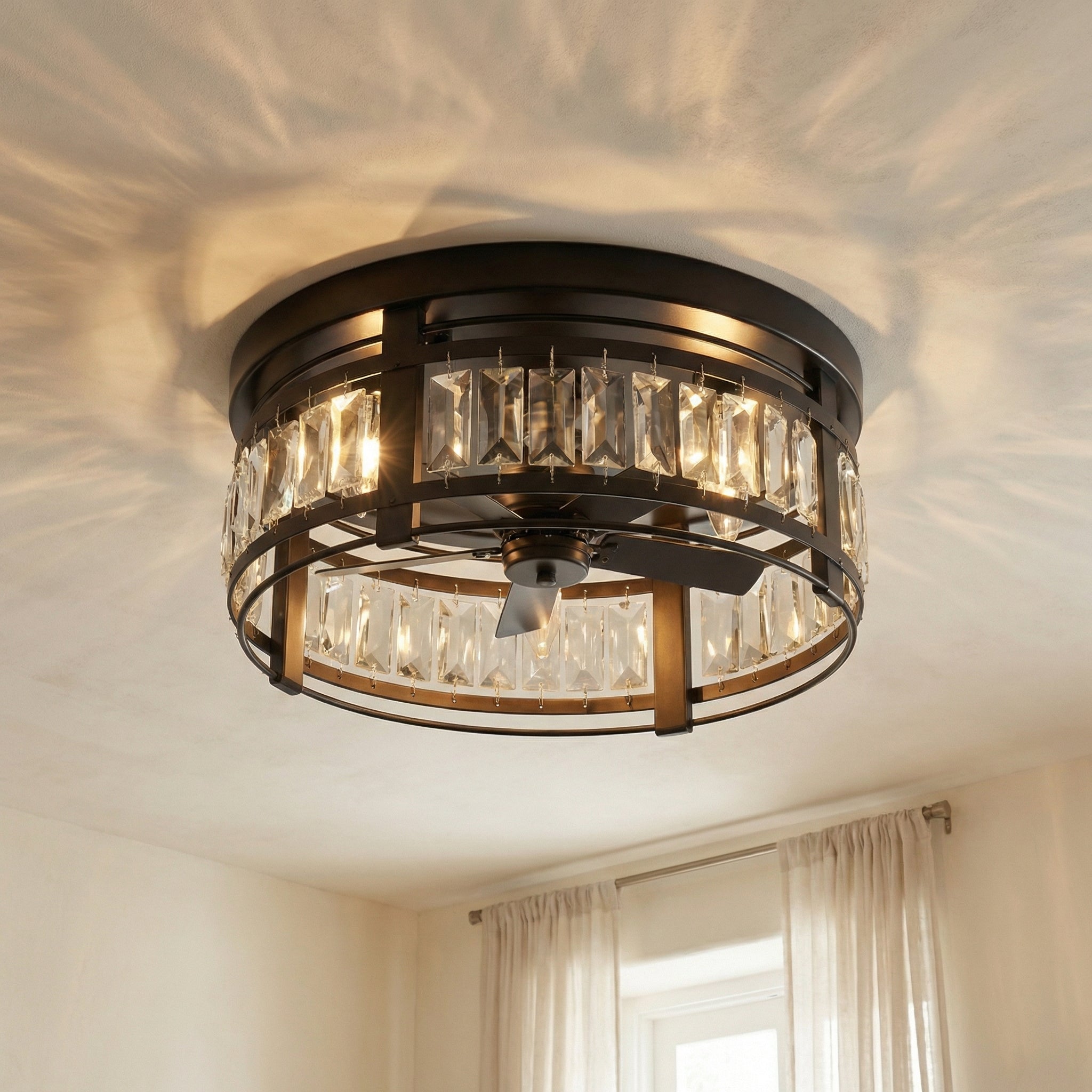 Modern Crystal 3 Light Flush Mount Ceiling Light