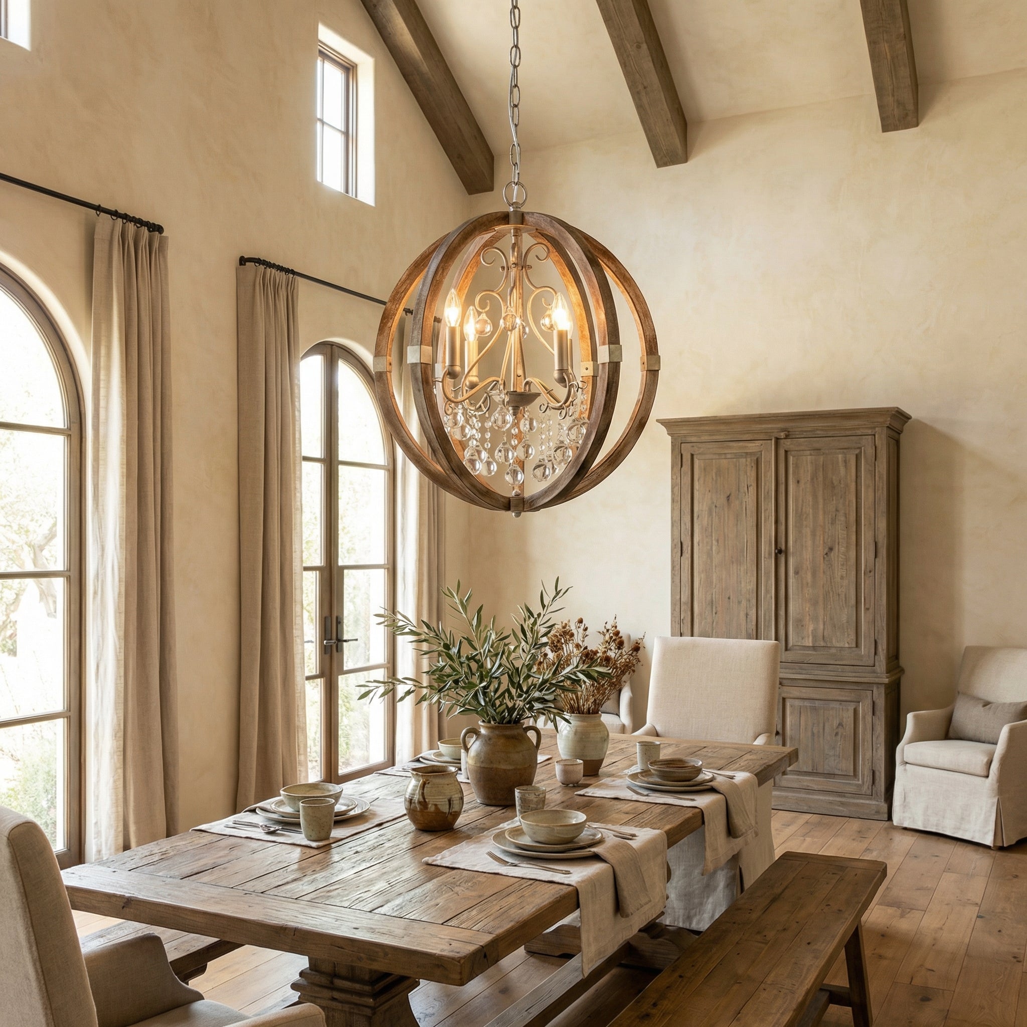 Retha 4 Light Brown Caged Pendant Light