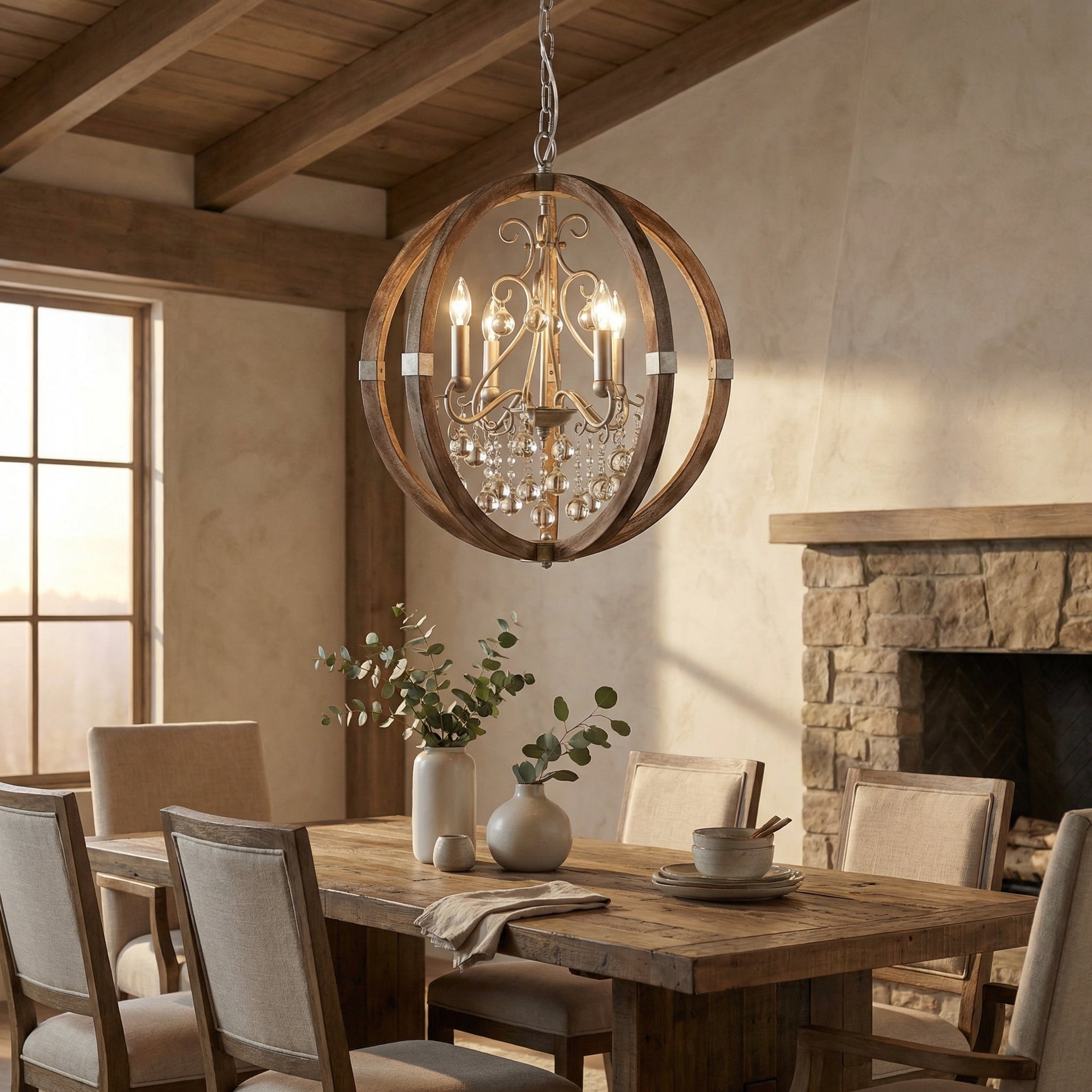 Retha 4 Light Brown Caged Pendant Light