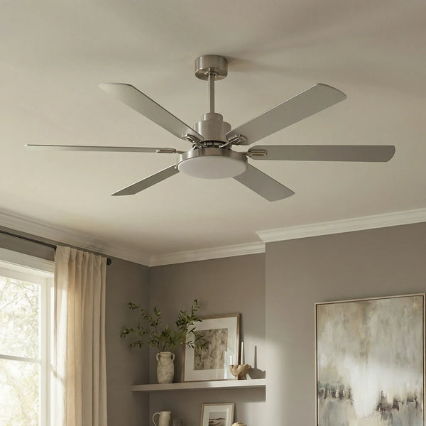 60" Modern Satin Nickel Ceiling Fan