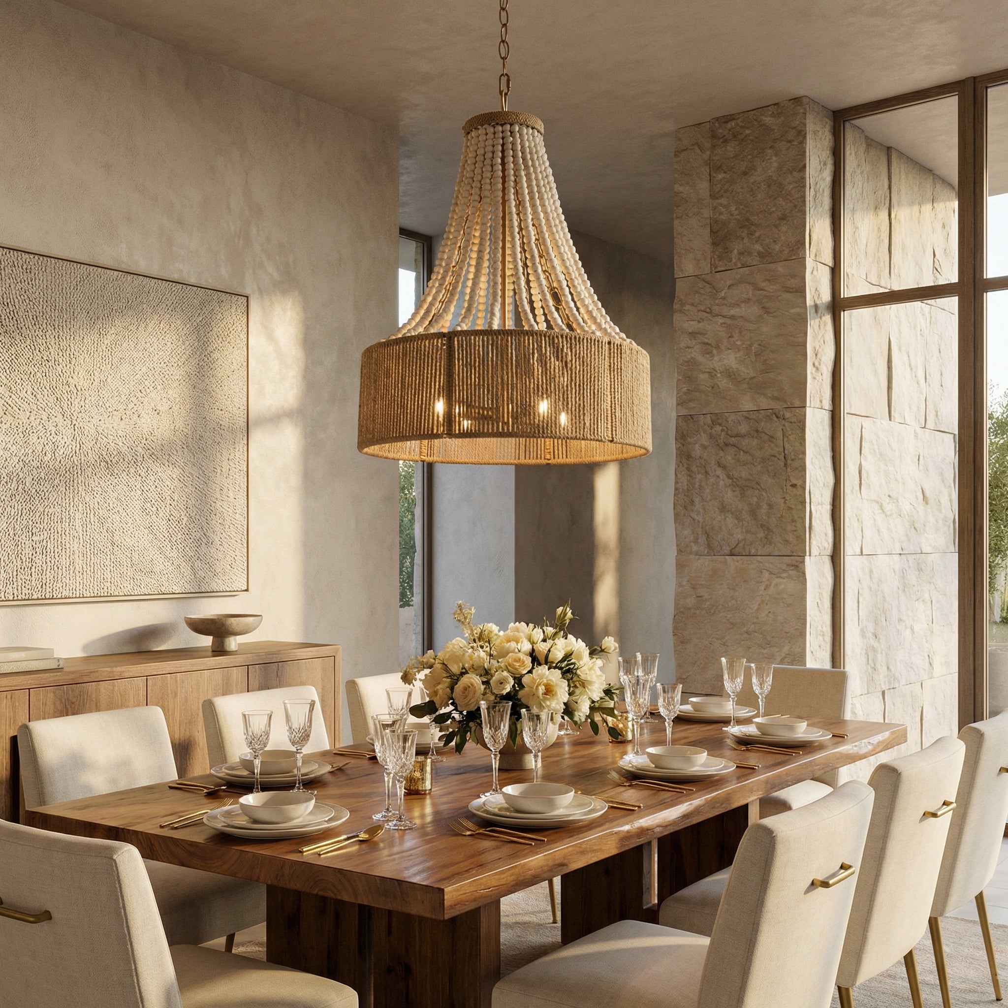 Modern Golden Farmhouse 4-Light Dry Rated Chandelier