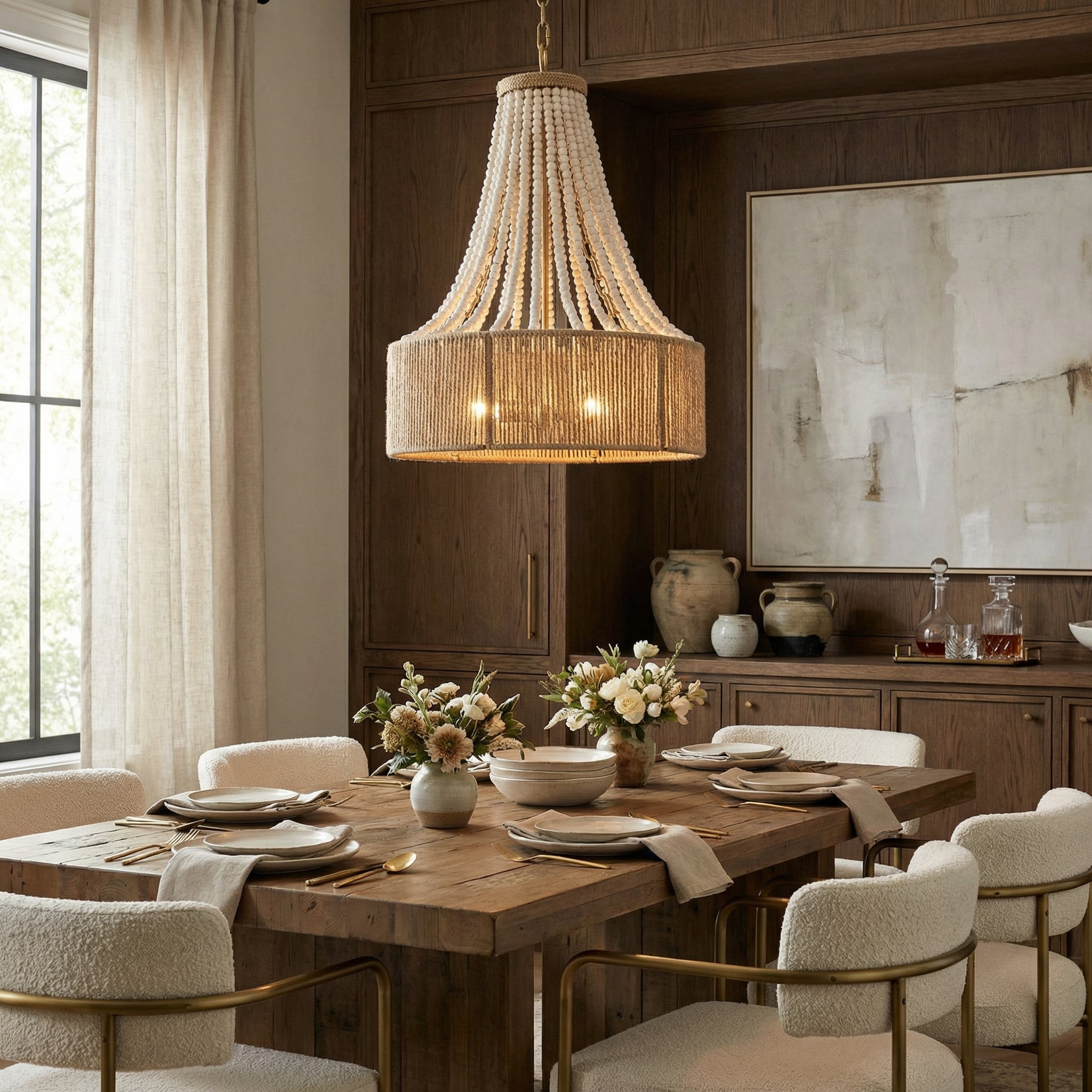 Modern Golden Farmhouse 4-Light Dry Rated Chandelier