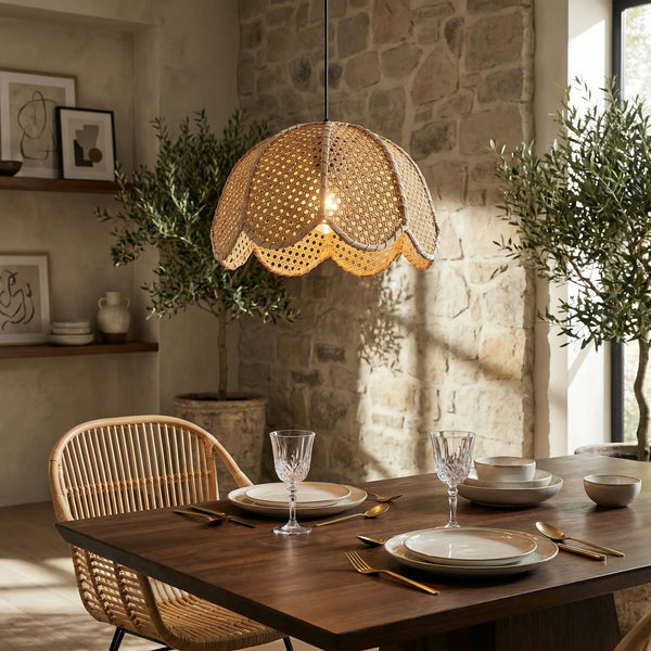 16" Verne Bohemian Rattan Pendant Light