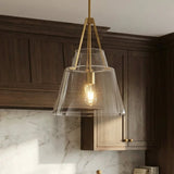 Avenor 15" Cone Glass Pendant Light in Brushed Brass