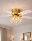 48” Aurora Soft Brass Crystal Ceiling Fan