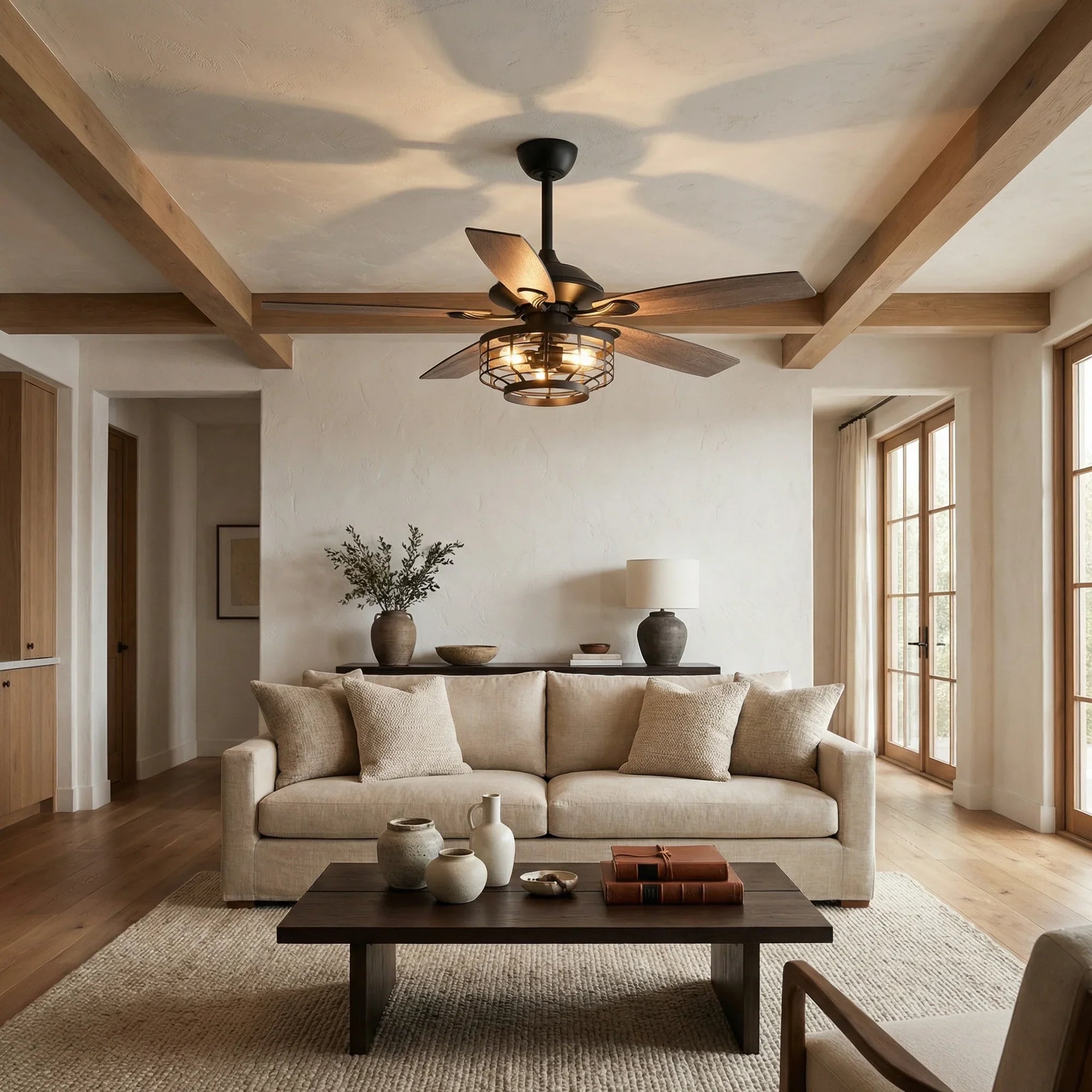 52" Paquette Matte Black Ceiling Fan