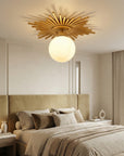 Iris 1 Light Golden Semi Flush Mount Ceiling Light 18 Inch