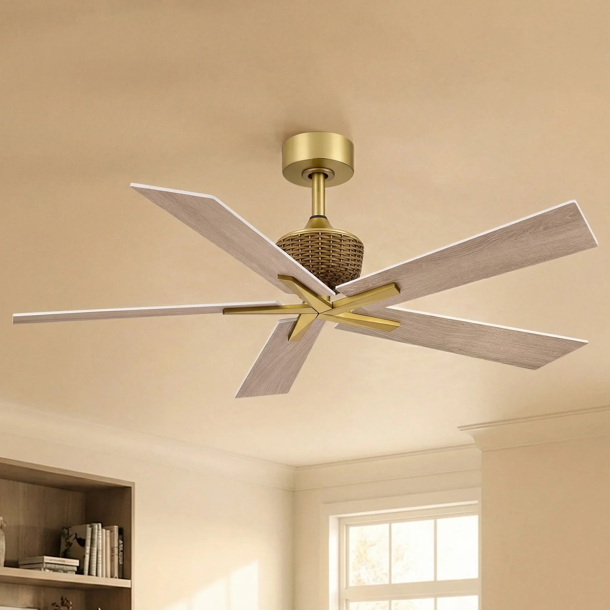 52" Rex Soft Brass Ceiling Fan