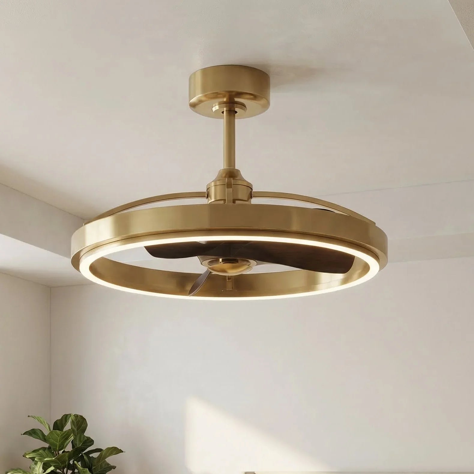 27" Arthur Industrial DC Motor Downrod Mount Ceiling Fan with Lighting and Remote Control