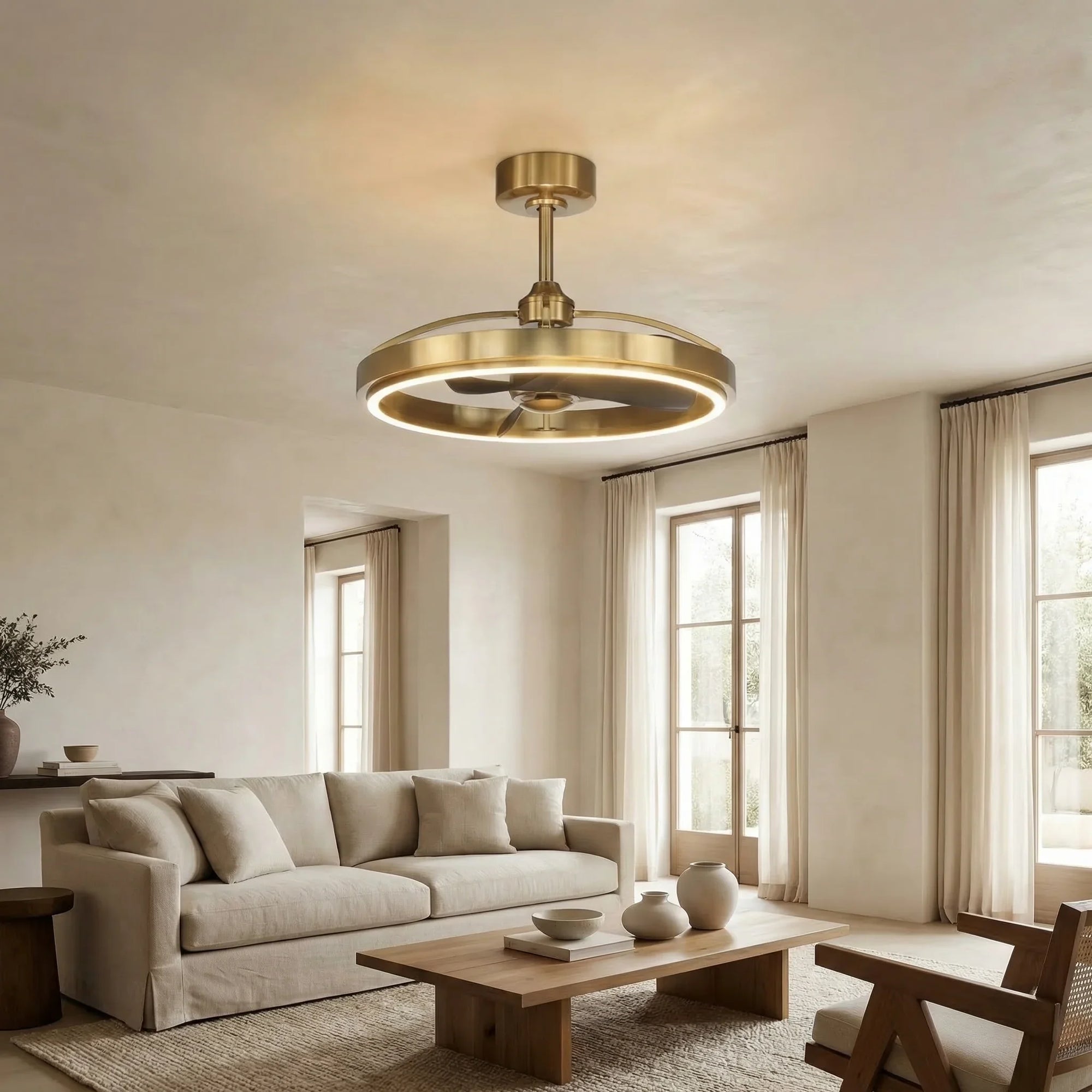 27" Arthur Industrial DC Motor Downrod Mount Ceiling Fan with Lighting and Remote Control