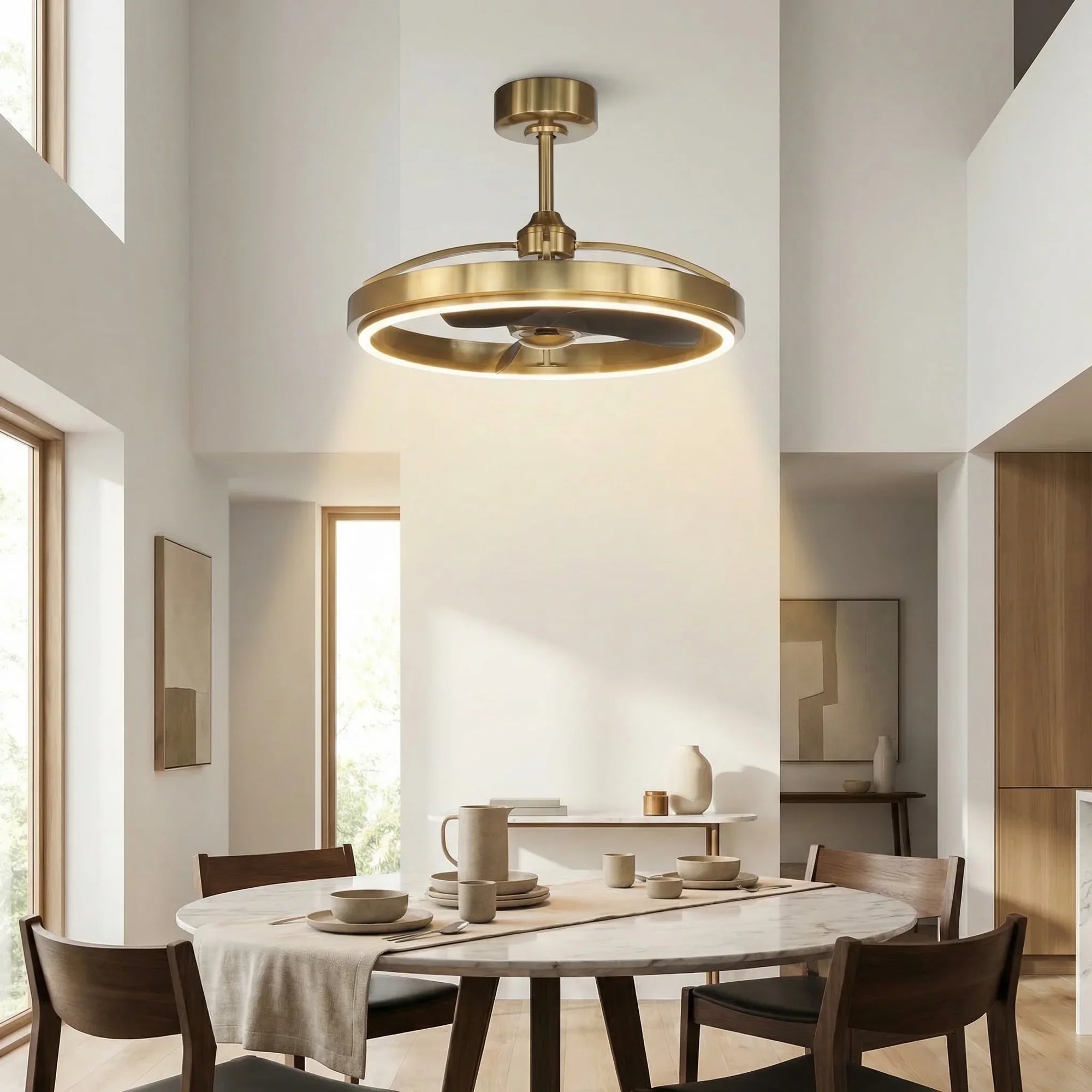 27" Arthur Industrial DC Motor Downrod Mount Ceiling Fan with Lighting and Remote Control