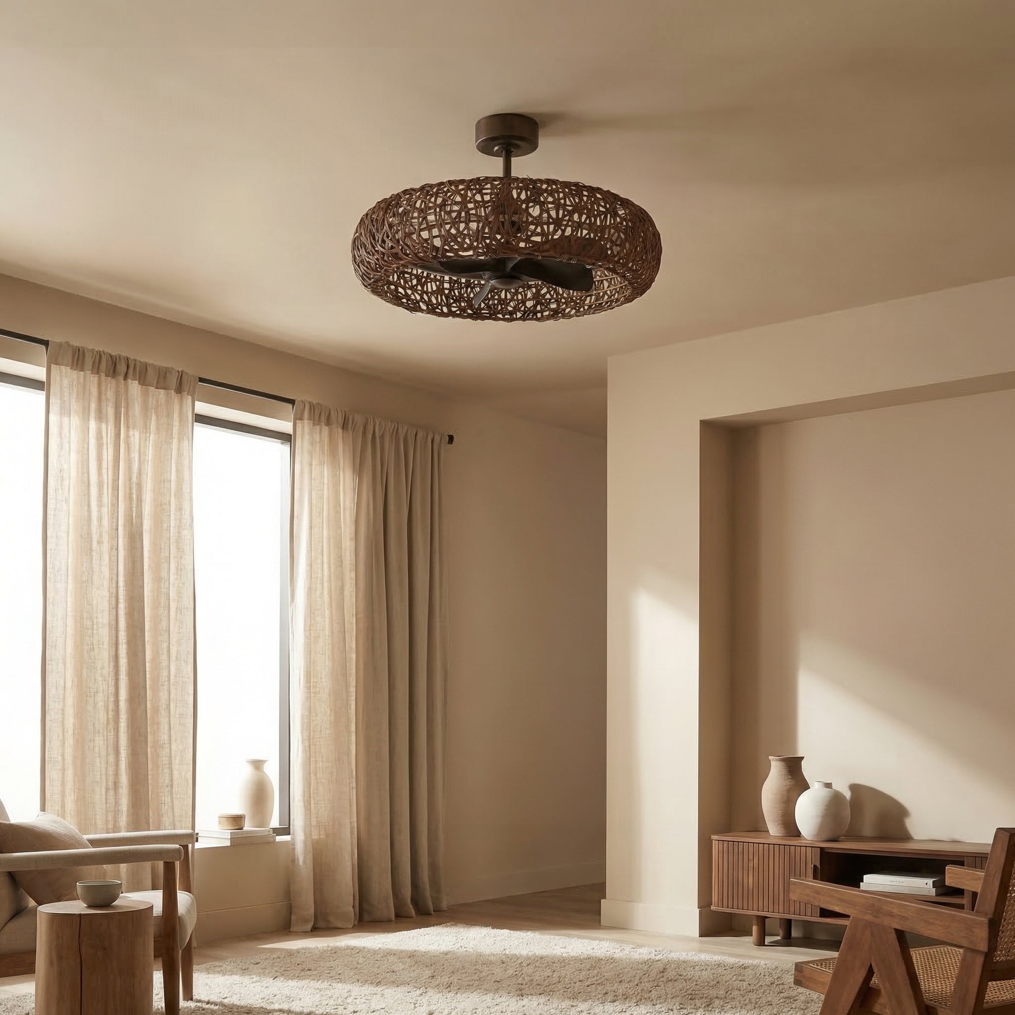 35" Hamptons Bronze Caged Ceiling Fan