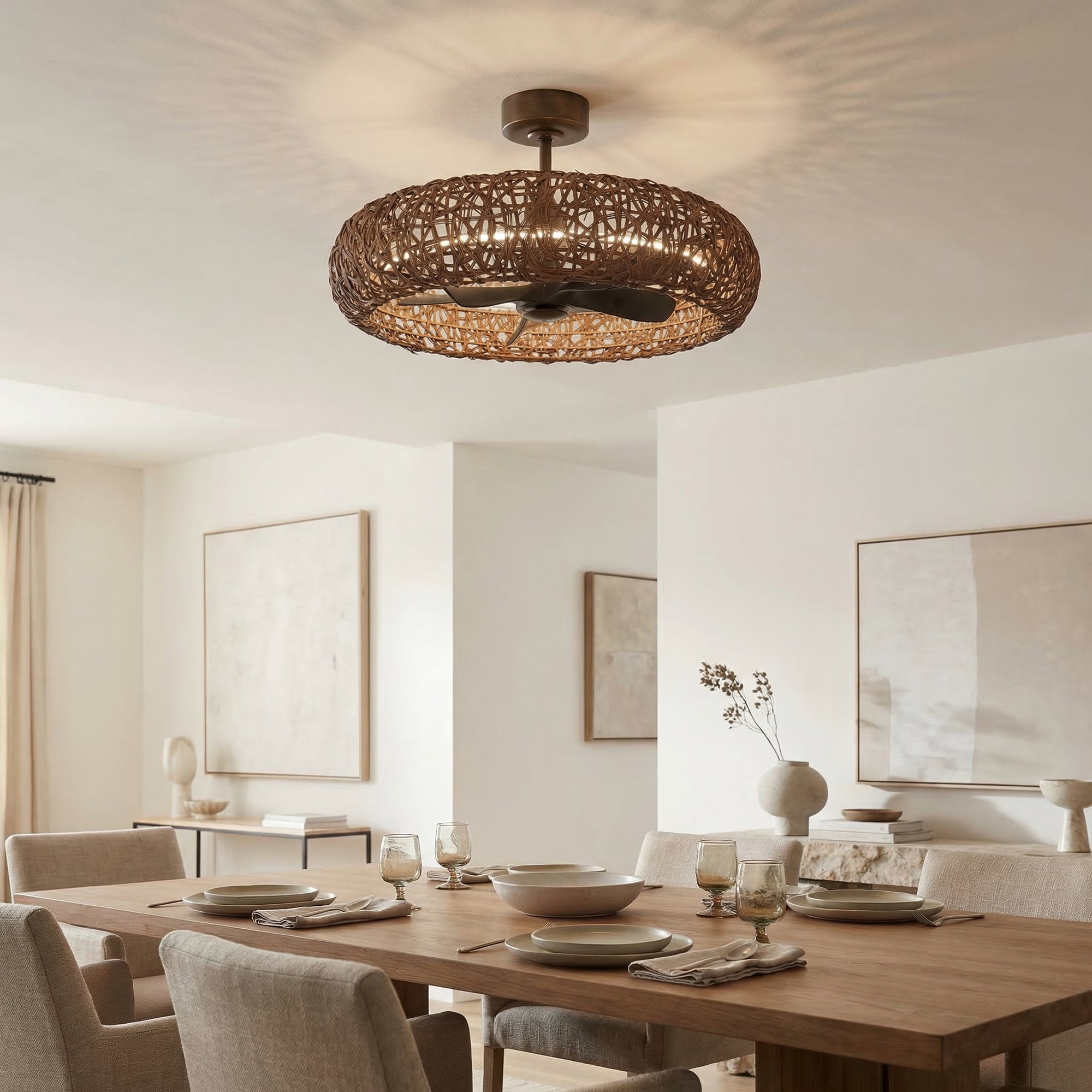 35" Hamptons Bronze Caged Ceiling Fan