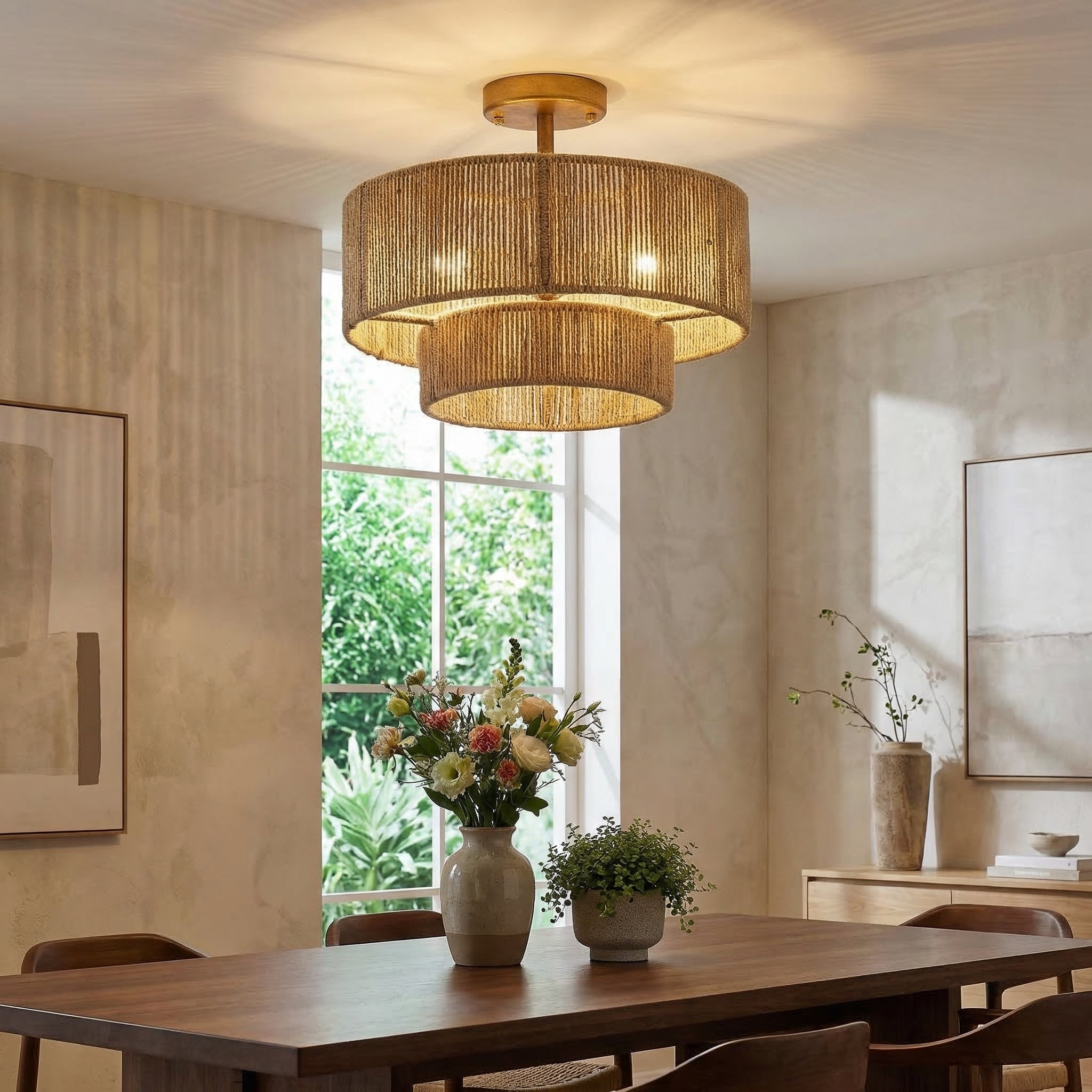 3-Light Wabi Sabi Flush Mount Ceiling Light