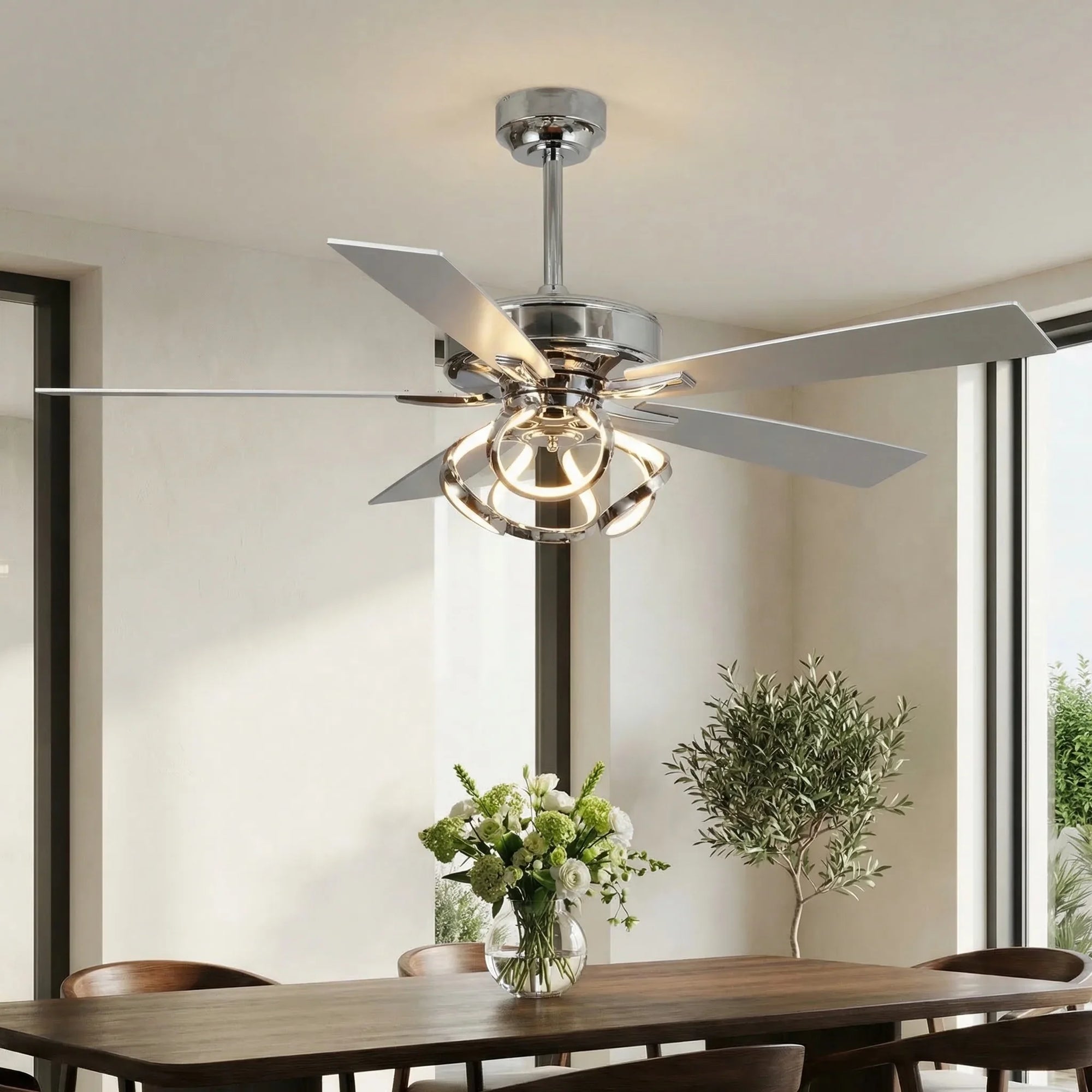 52" Zelda Chrome Reversible Ceiling Fan