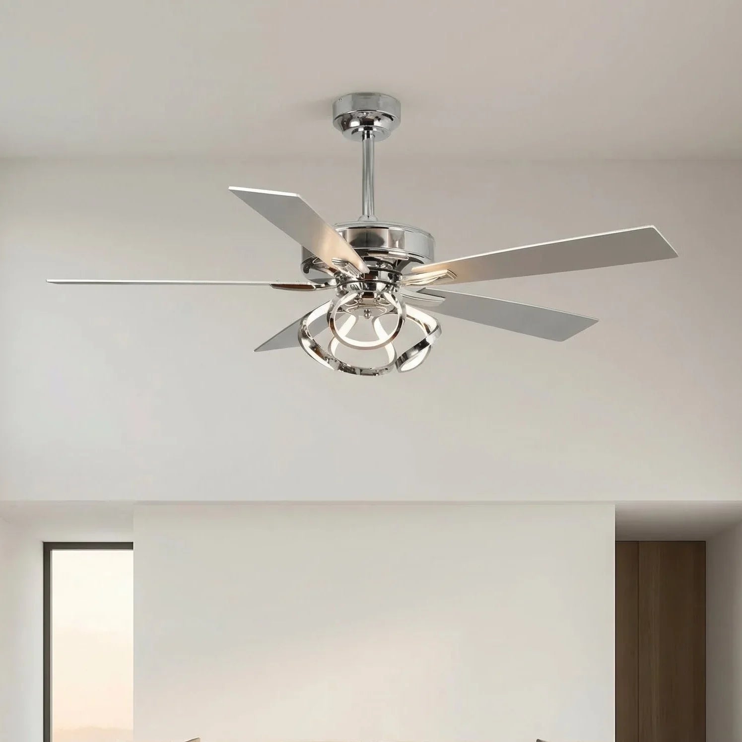 52" Zelda Chrome Reversible Ceiling Fan