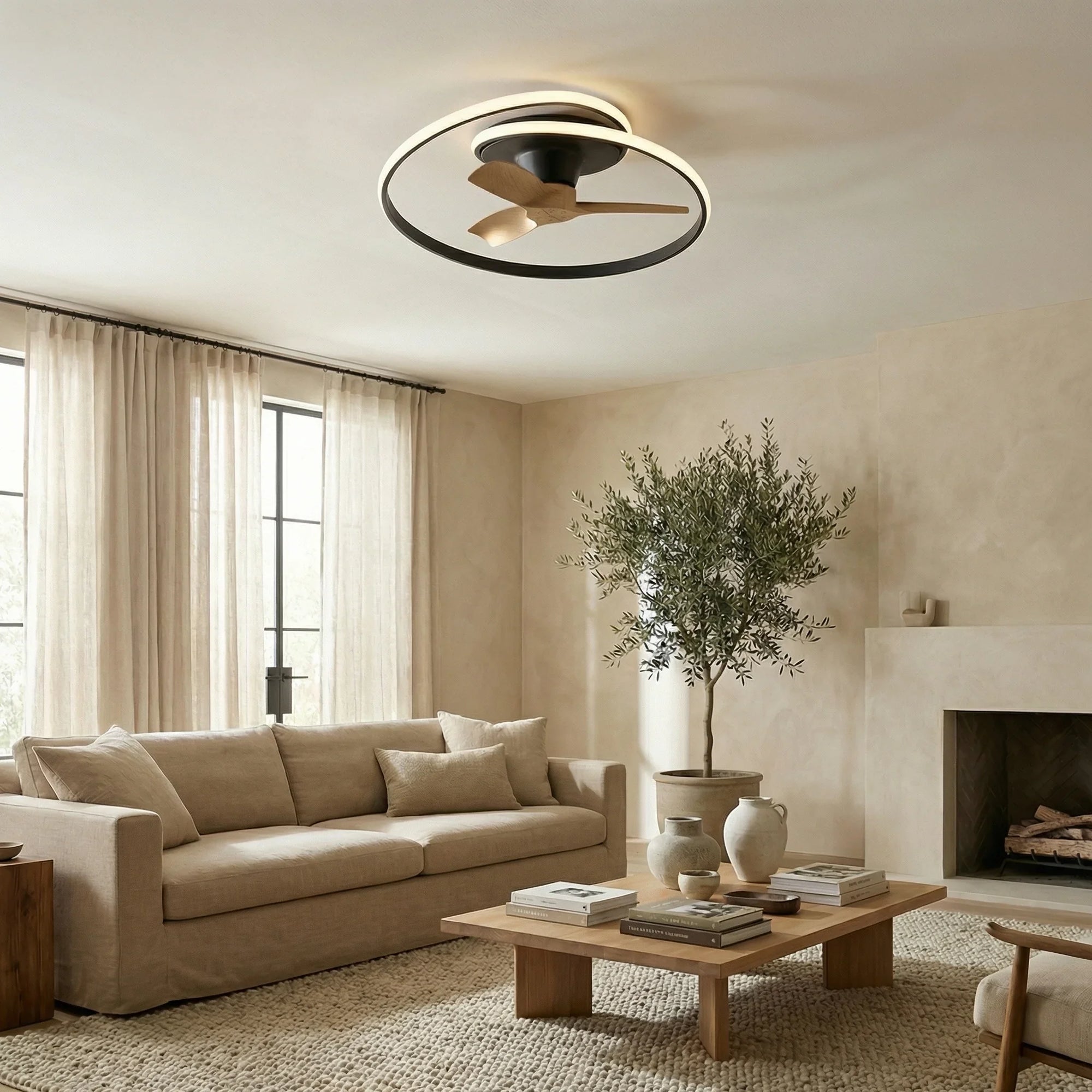 31" Ocean Flush Mount LED Ceiling Fan