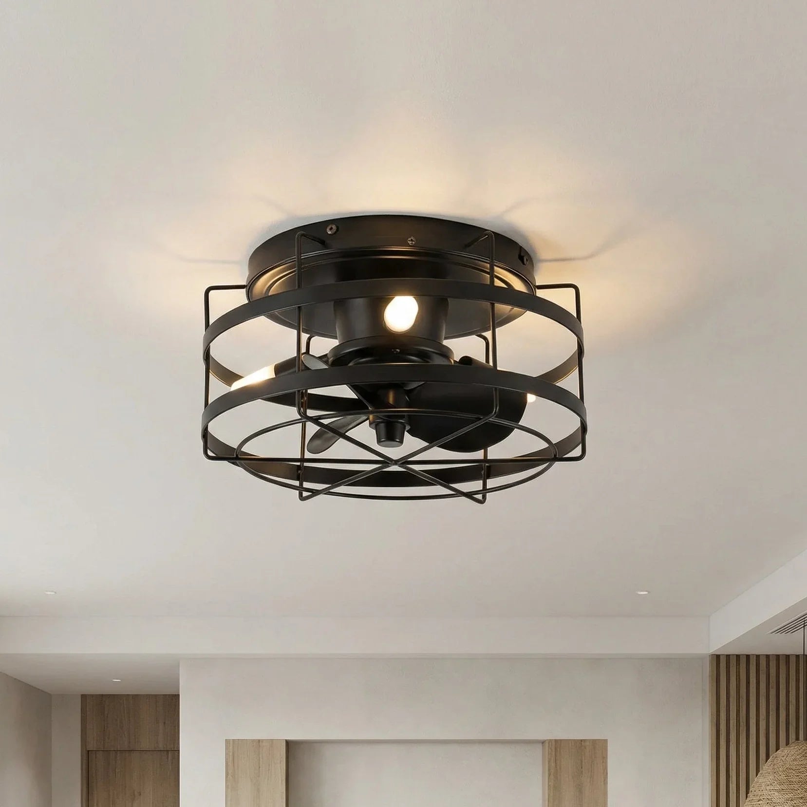 13" Madurai Farmhouse Flush Mount Ceiling Fan