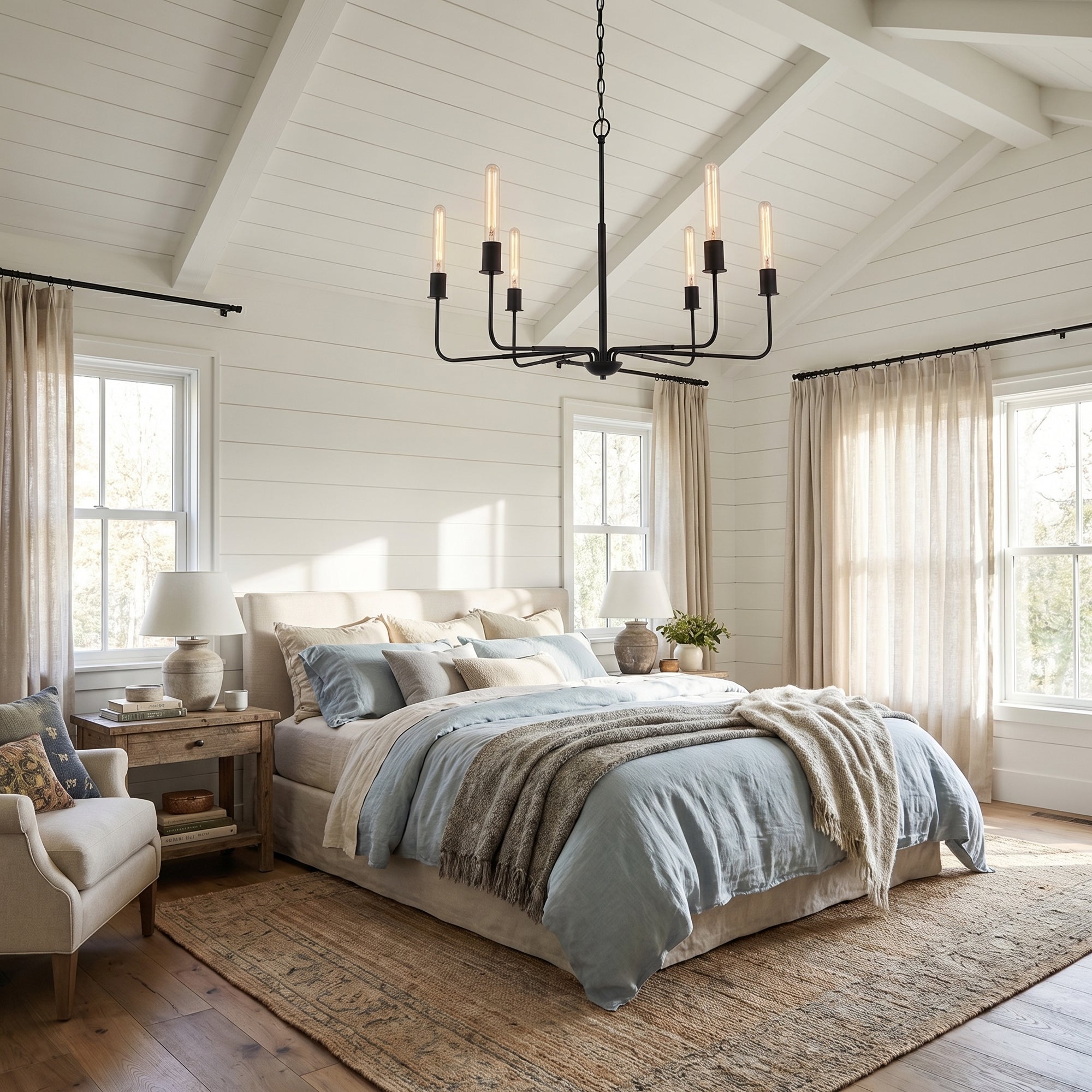 Radiant Industrial Traditional 6-Light Dimmable Chandelier