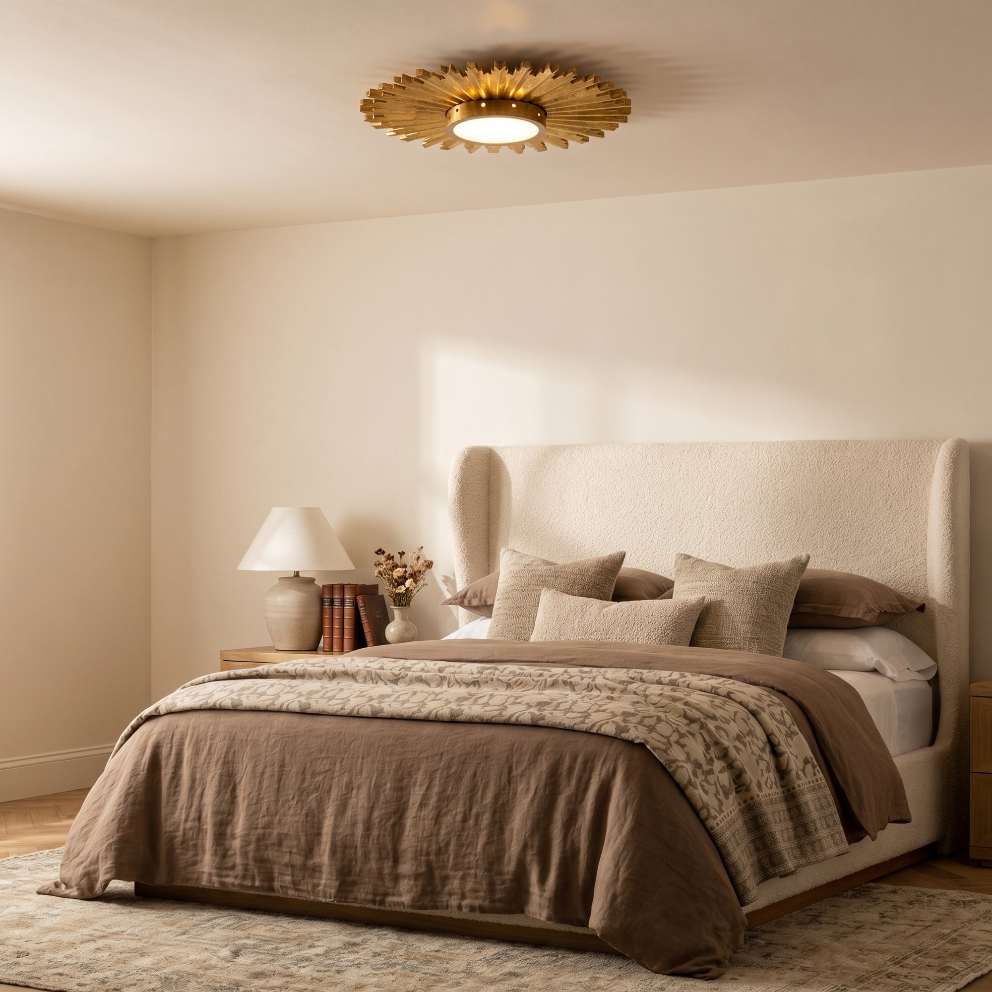 Golden Sunburst Flush Mount LED Light