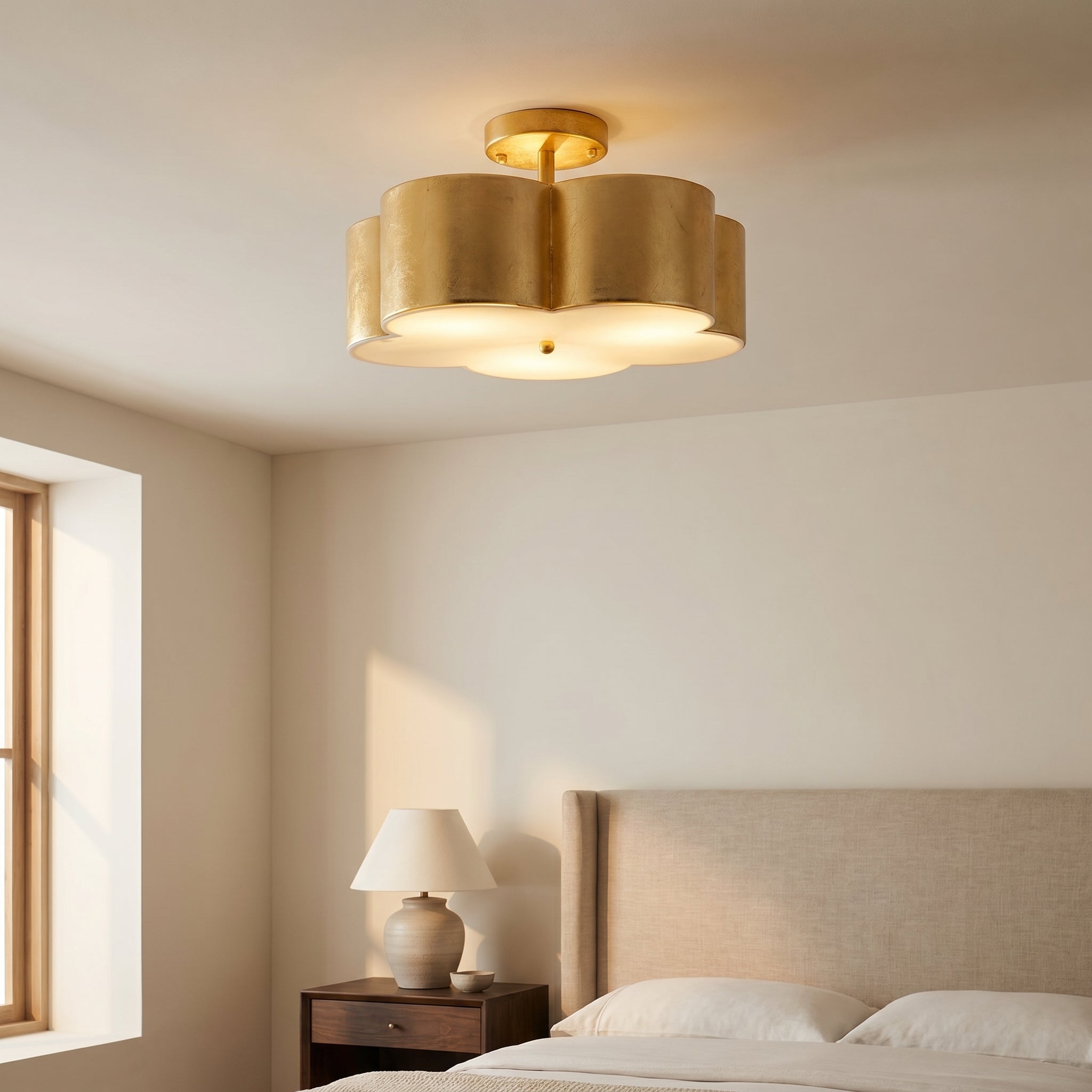 Modern Gold 3-Light Semi Flush Mount Ceiling Light