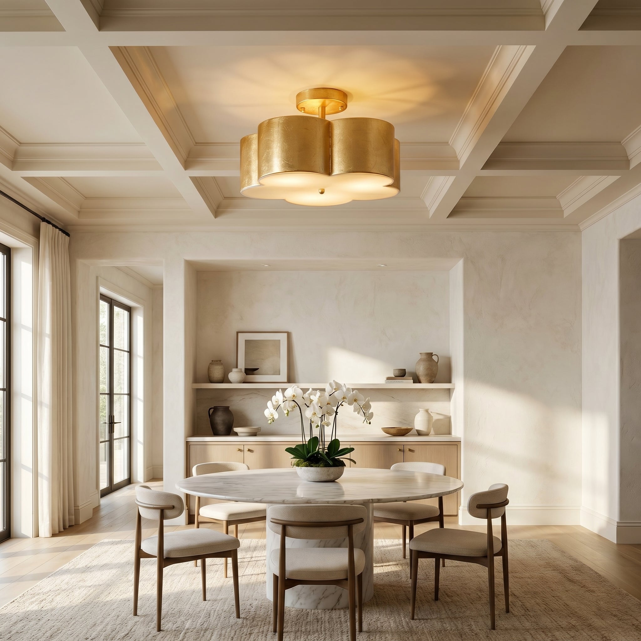 Modern Gold 3-Light Semi Flush Mount Ceiling Light