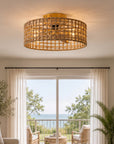 18 Inch Rattan Farmhouse Gold Ceiling Fan