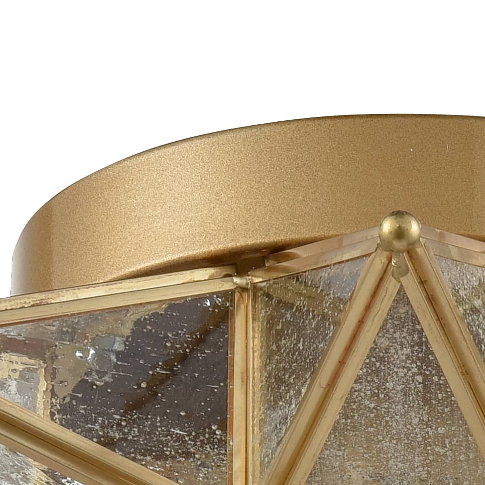 Brass Moravian Star Flush Mount Ceiling Light with Seeded Glass