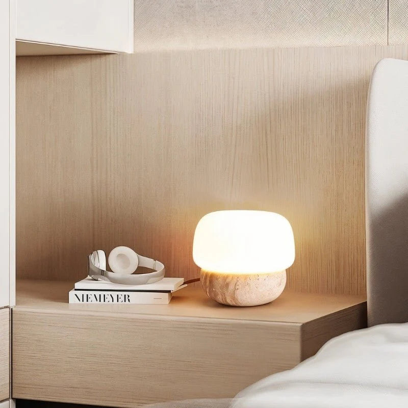Nira Travertine Mushroom Table Lamp