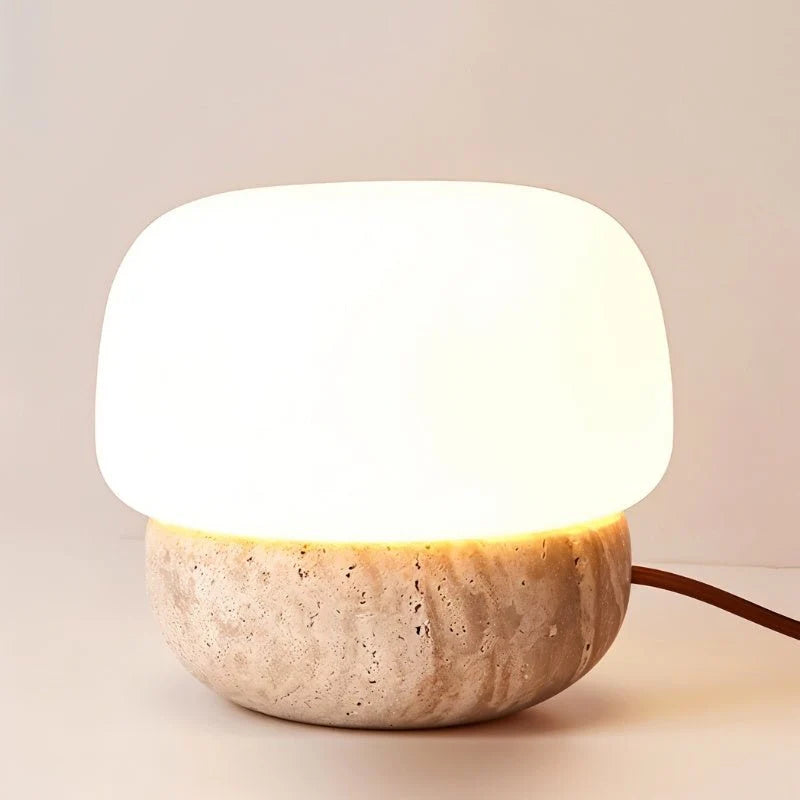 Nira Travertine Mushroom Table Lamp