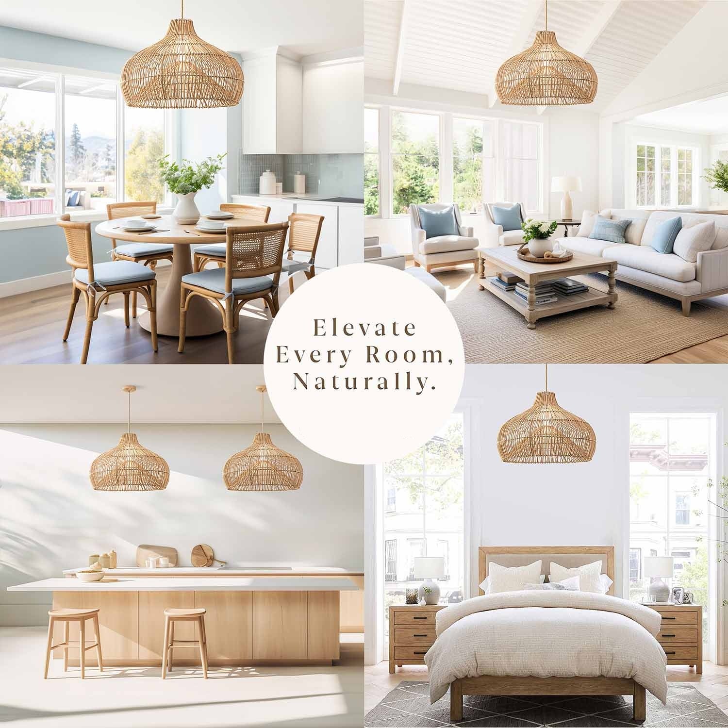 Oceania Cone Rattan Pendant Light