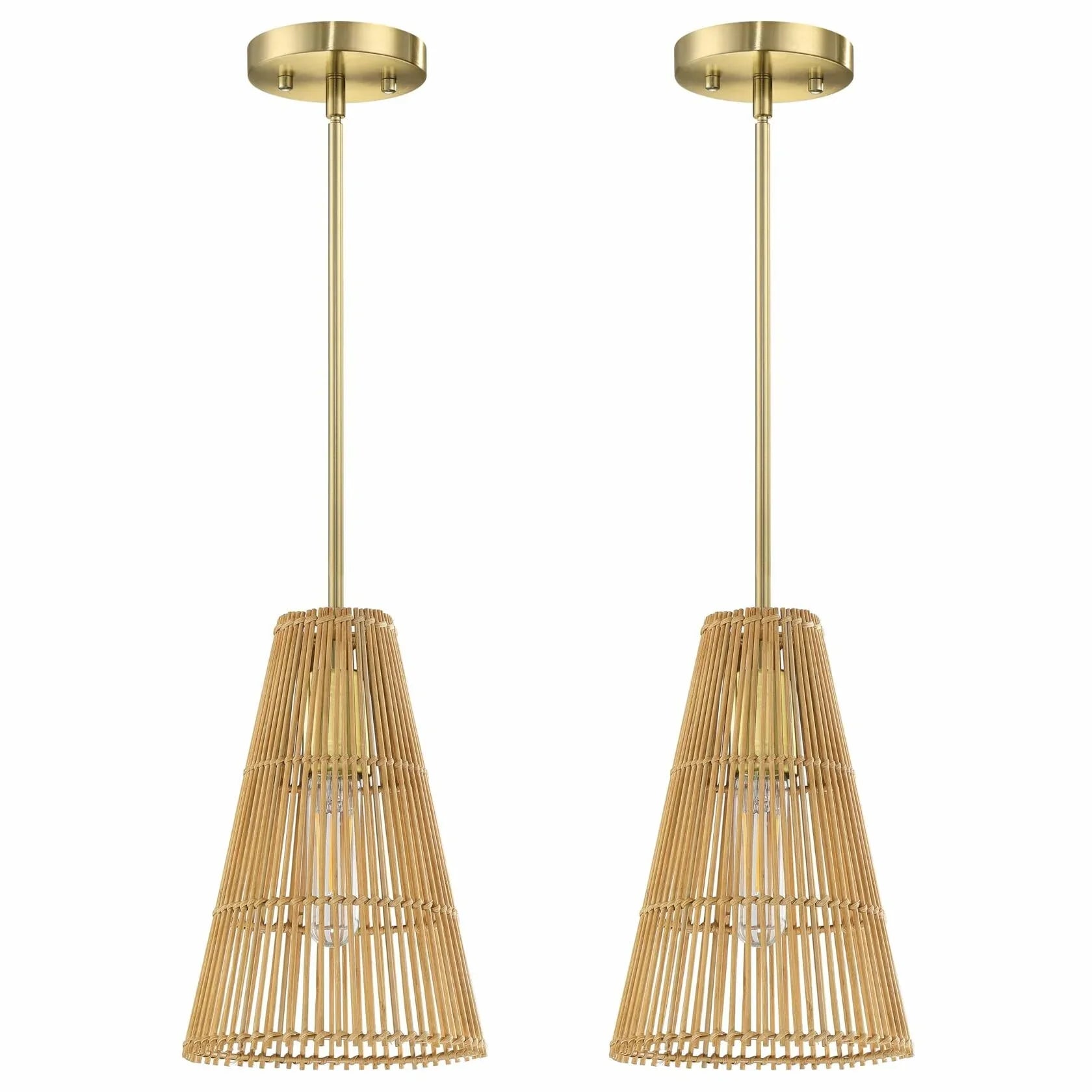 Dolaimi 2 Pack Adjustable Industrial Pendant Light 6.9" Rattan Bronze - IPLUS Lighting
