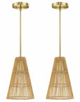 Dolaimi 2 Pack Adjustable Industrial Pendant Light 6.9" Rattan Bronze - IPLUS Lighting