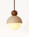 Palermo 5.9 Inch Yellow Travertine and Wood Dome Pendant Light