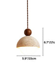 Palermo 5.9 Inch Yellow Travertine and Wood Dome Pendant Light